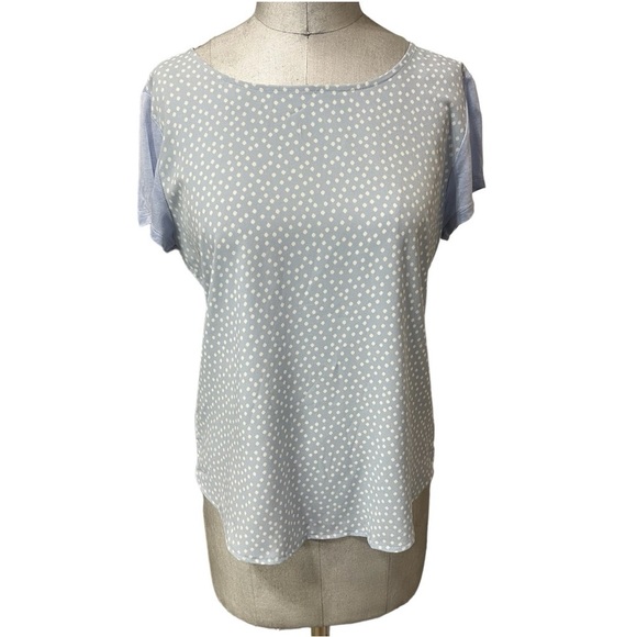 Ann Taylor Factory Baby Blue Polka Dot Short Sleeve Top Size Small - Picture 1 of 6